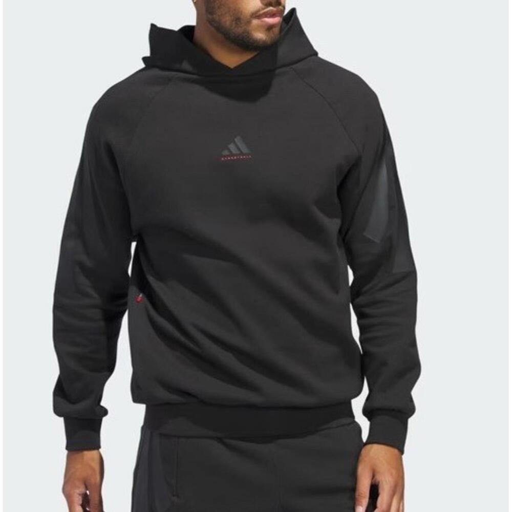 $140 Mens Adidas Basketball Spacer Hoodie! Size Medium Black NEW